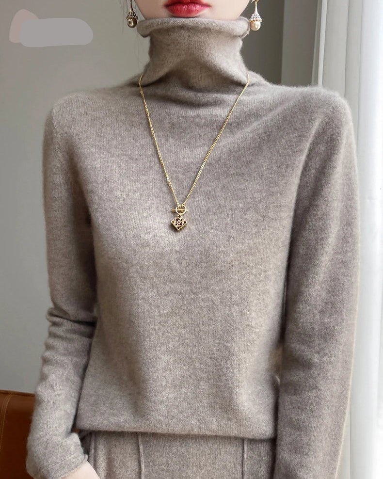 High-Neck Knitted Wool Pullover