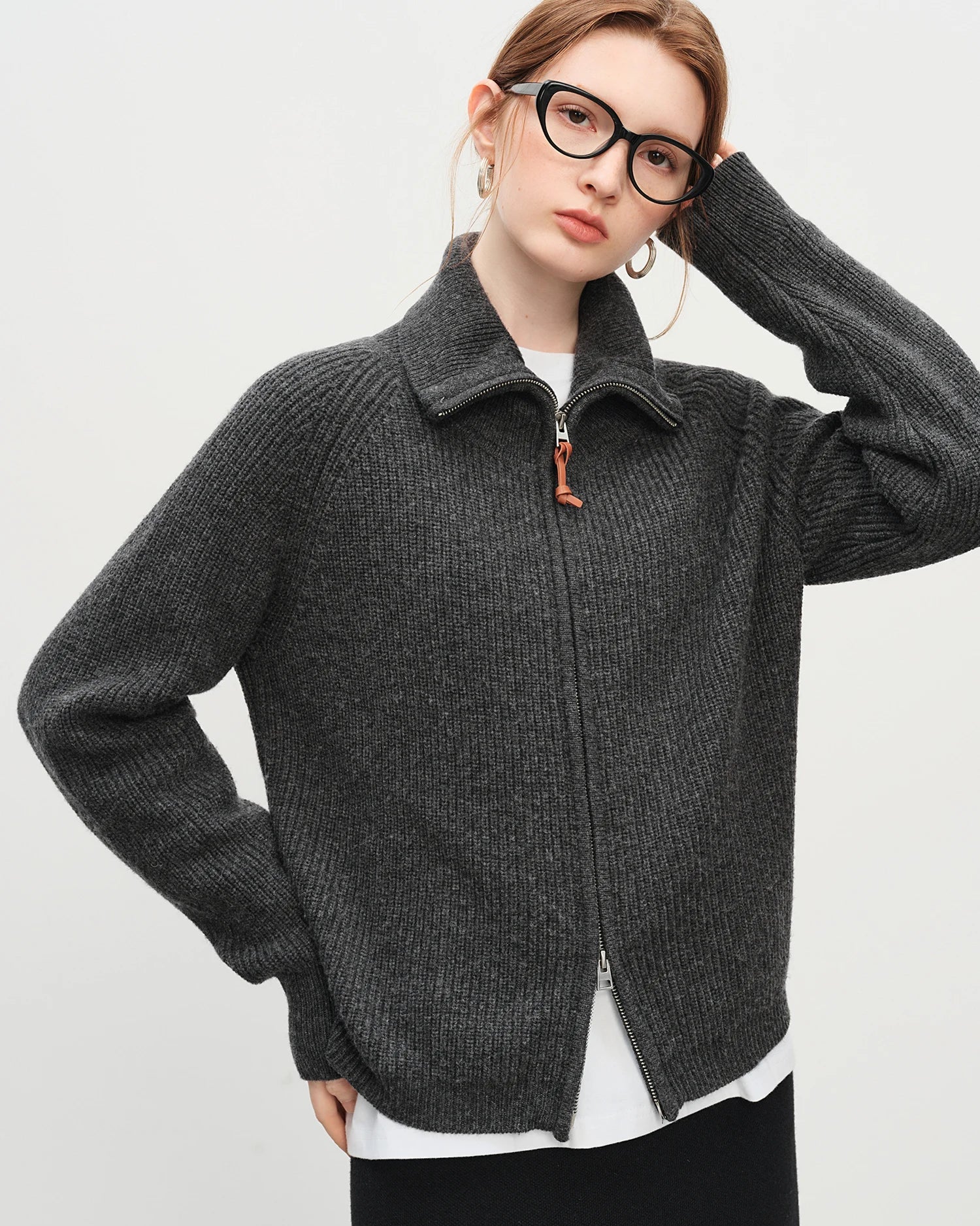 Wool Blend Knitted Cardigan Casual Sweater