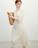 Lightweight Fitted Tulle Lace Maxi Dress