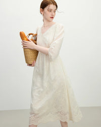 Lightweight Fitted Tulle Lace Maxi Dress