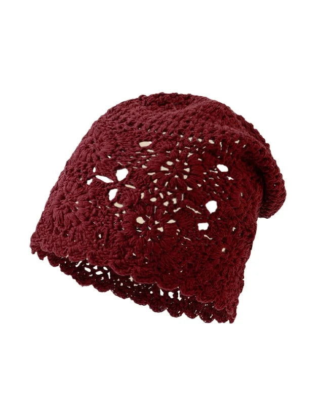 Summer Hollowed Knit Beret Hat