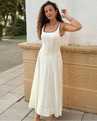 Square Neck Backless Zipper Maxi Dress