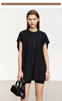 Loose Casual Short Sleeves Solid Top