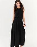 Sleeveless Crew-Neck A-Line Ankle Dress