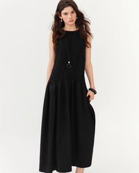 Sleeveless Crew-Neck A-Line Ankle Dress