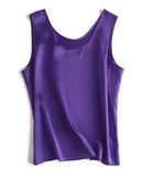 Crew-Neck Sleeveless Silk Top