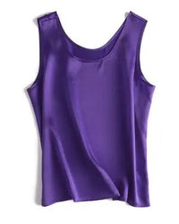 Crew-Neck Sleeveless Silk Top
