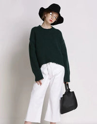 Wool Round Neck Cropped Sweater