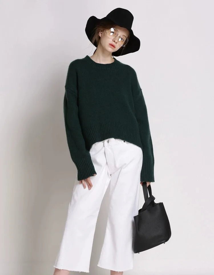 Wool Round Neck Cropped Sweater