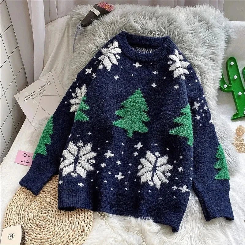 Christmas Tree Round-Neck Pullover