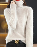 Pure Mink Cashmere Turtleneck Sweater