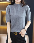 Merino Wool Mock Neck Knit Top