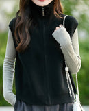 High-Neck Merino Wool Zip Vest
