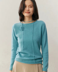 Cashmere Rolled-Up Round Neck Loose Sweater
