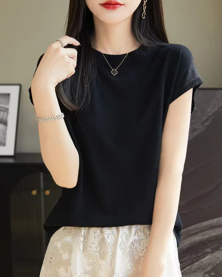 Solid-Color Sleeveless Knit Top