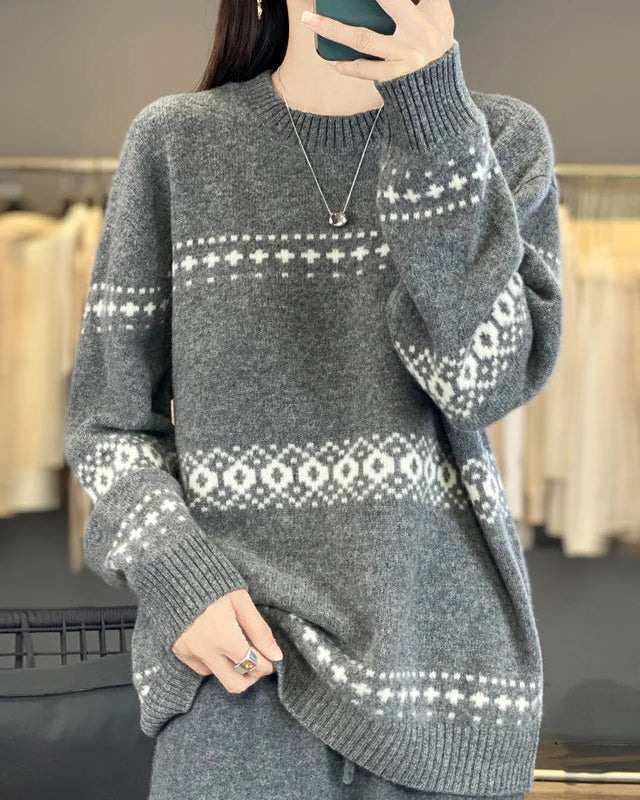 Wool Striped Spliced Oversized Knit Pullover