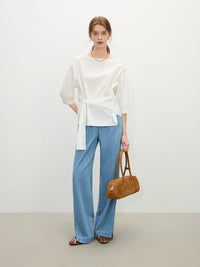 Asymmetric Draping & Breathable Linen Blend Shirt