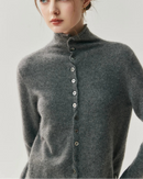 Cashmere Reversible Turtleneck Cardigan Sweater