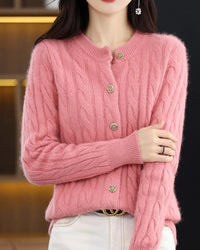 Mink Cashmere Cable Knit Cardigan