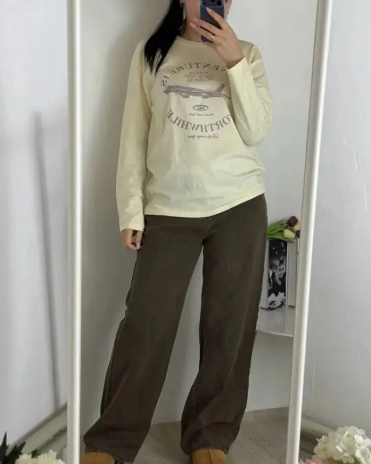 Relaxed Cotton Graphic Long Sleeve Tee