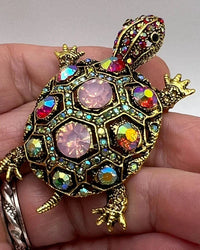 Stylish Rhinestone Little Turtle Brooch