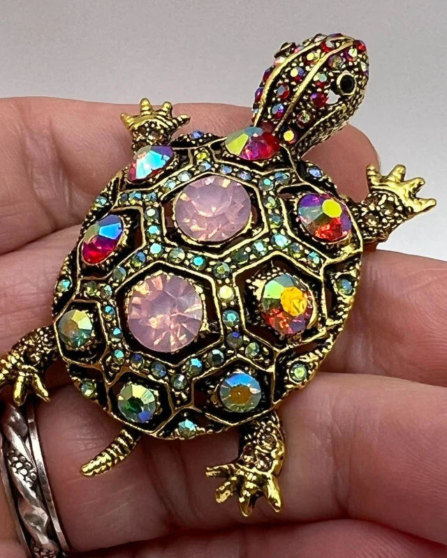 Stylish Rhinestone Little Turtle Brooch