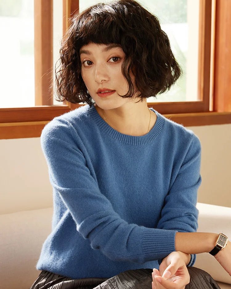 Cashmere Crew Neck Long-Sleeved Pullover Sweater