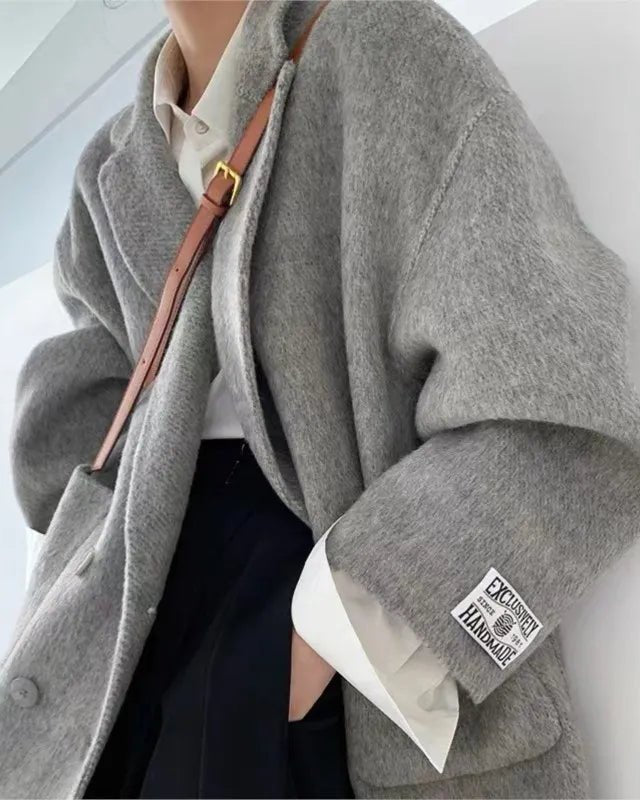 Double Breasted Oversized Short Wool Coat
