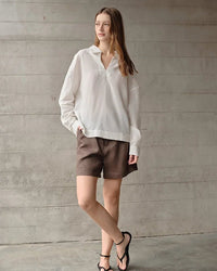 Retro Long-Sleeved V-Neck Casual Loose Shirt