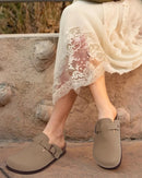 Suede Platform Cork Insole Slippers