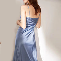 100% Real Silk V-neck Sling Dress