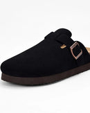 Suede Platform Cork Insole Slippers