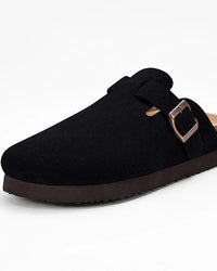 Suede Platform Cork Insole Slippers