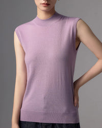 Lightweight Worsted Wool Mock Neck Top