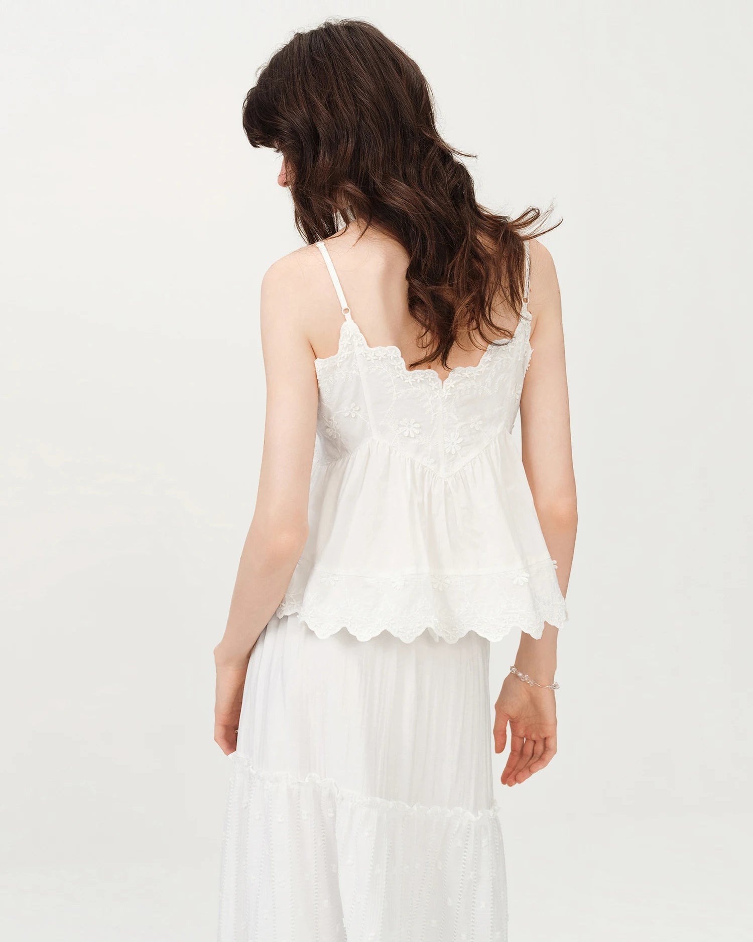 Embroidered Cotton Knit Camisole Top