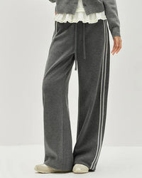 Striped Wide-Leg Ankle Trousers