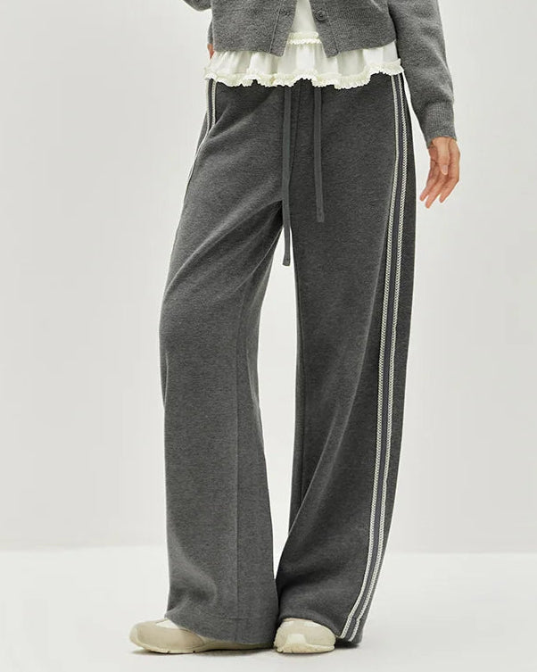 Striped Wide-Leg Ankle Trousers