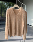 Cashmere Fluffy V-Neck Pullover