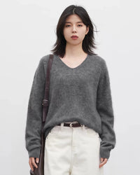 Wool Cashmere V-Neck Pullover