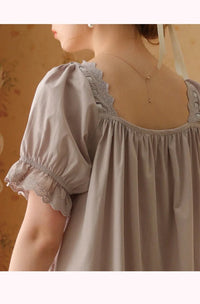 Palace Style Short Sleeve Cotton Pajama Dress