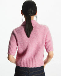 Casual Wool Blend Short-Sleeved Cardigan Sweater