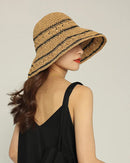 Bohemian Woven-Straw Sun-Visor Hat