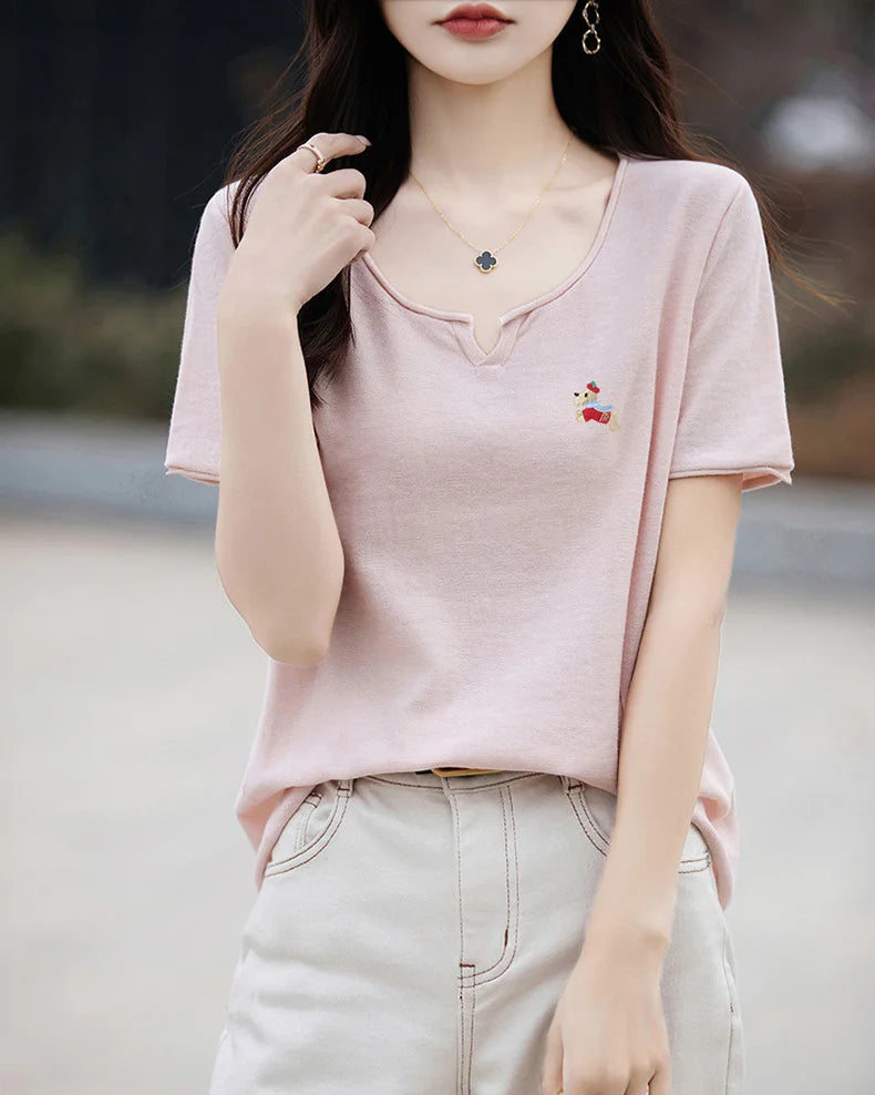 Everyday Cotton Knit Short-Sleeve Top