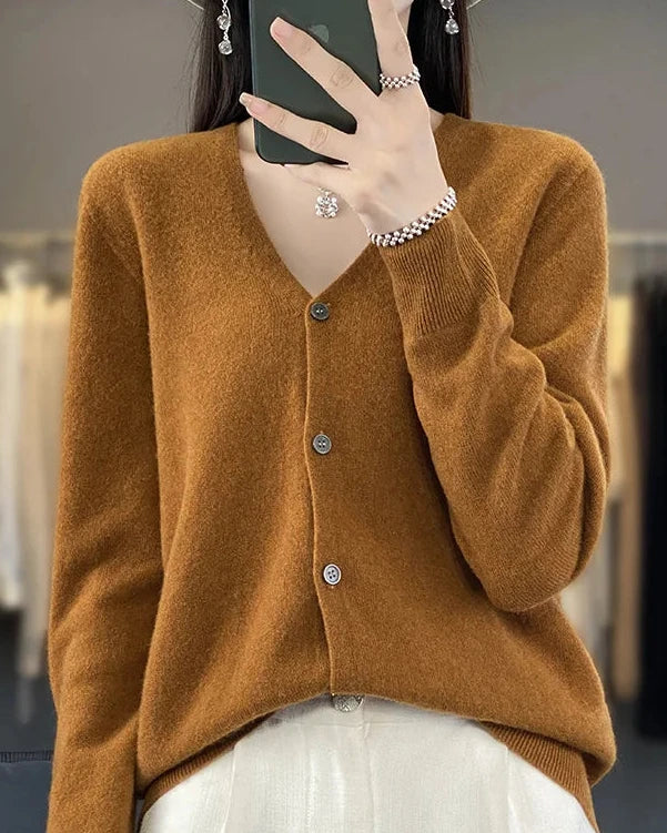 Merino Wool V-Neck Cardigan