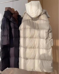 Layered-Look Hooded Cotton-Padded Coat
