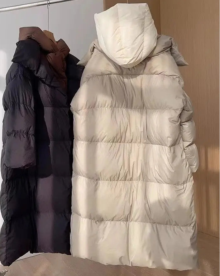Layered-Look Hooded Cotton-Padded Coat