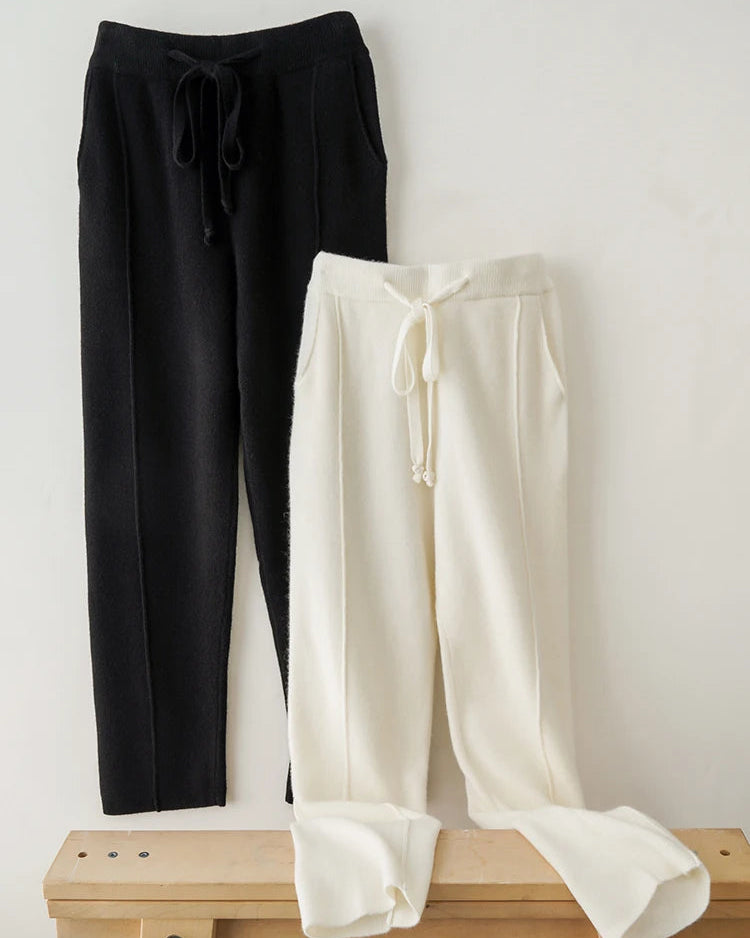 Merino Wool Tapered Knit Pants