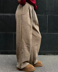 High-Rise Straight Corduroy Casual Pants