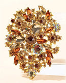 Stylish Gold-Plated Gemstone Brooch