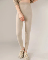 100% Merino Wool Seamless High-Waist Knit Leggings